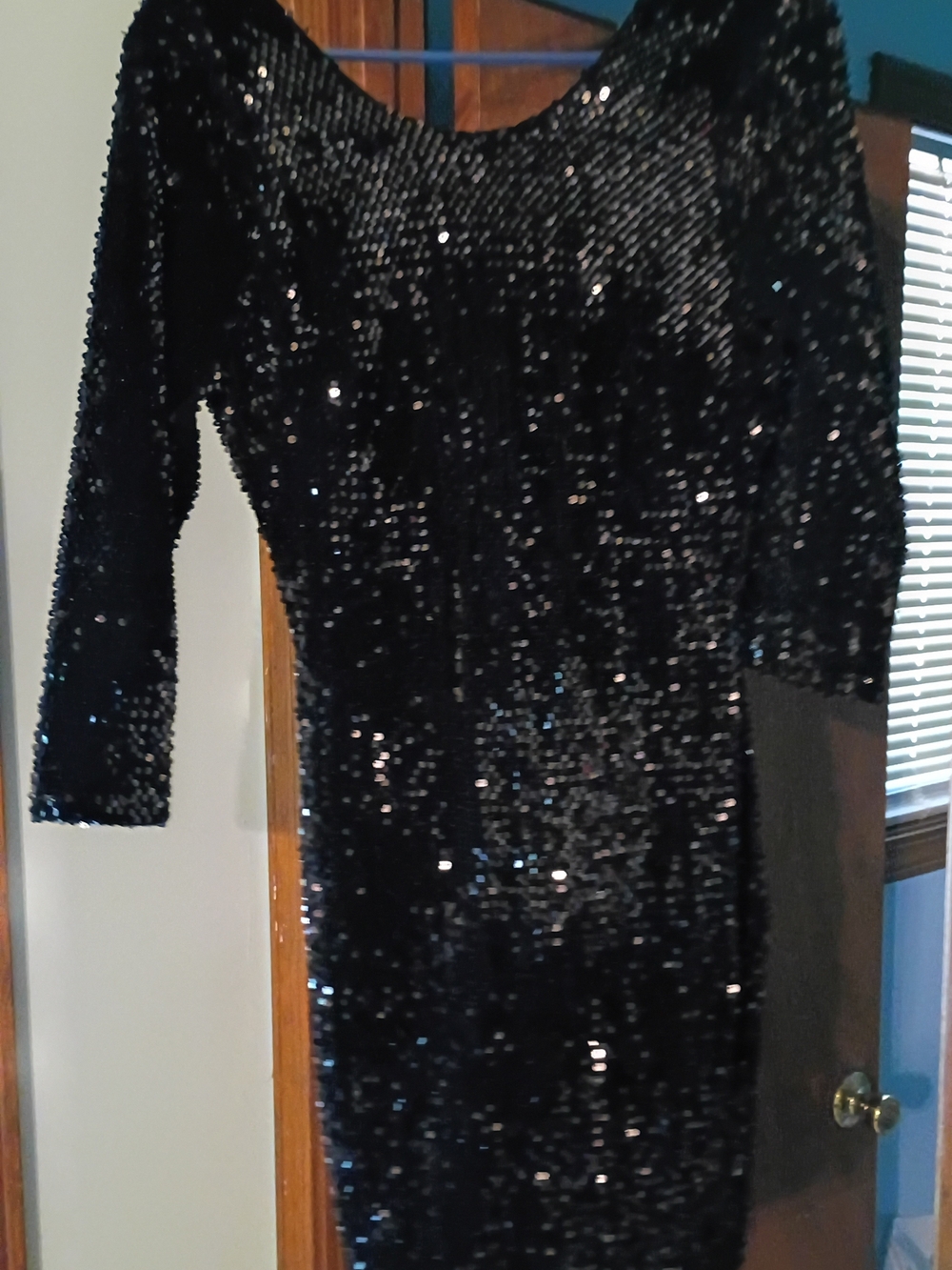Just Me Black Sequin Mini Dress